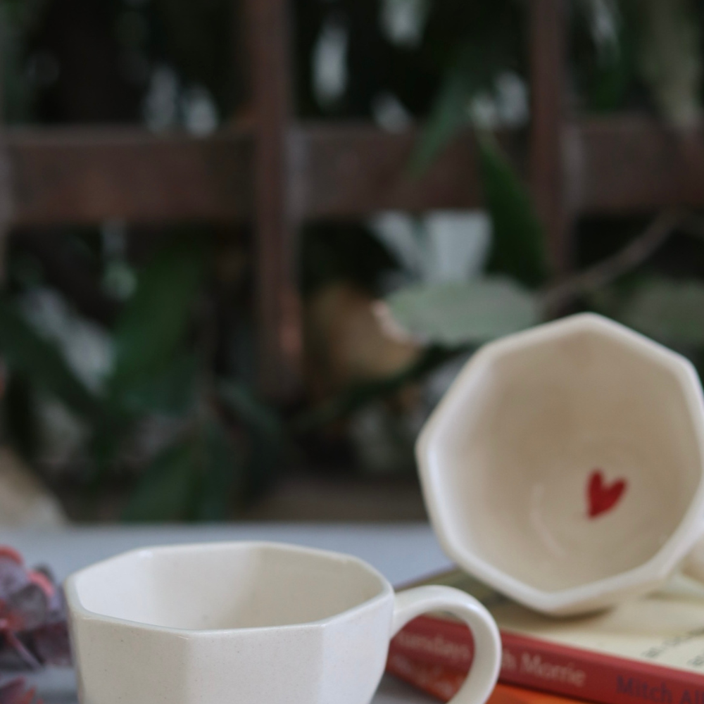 Handmade ceramic white coffee mug