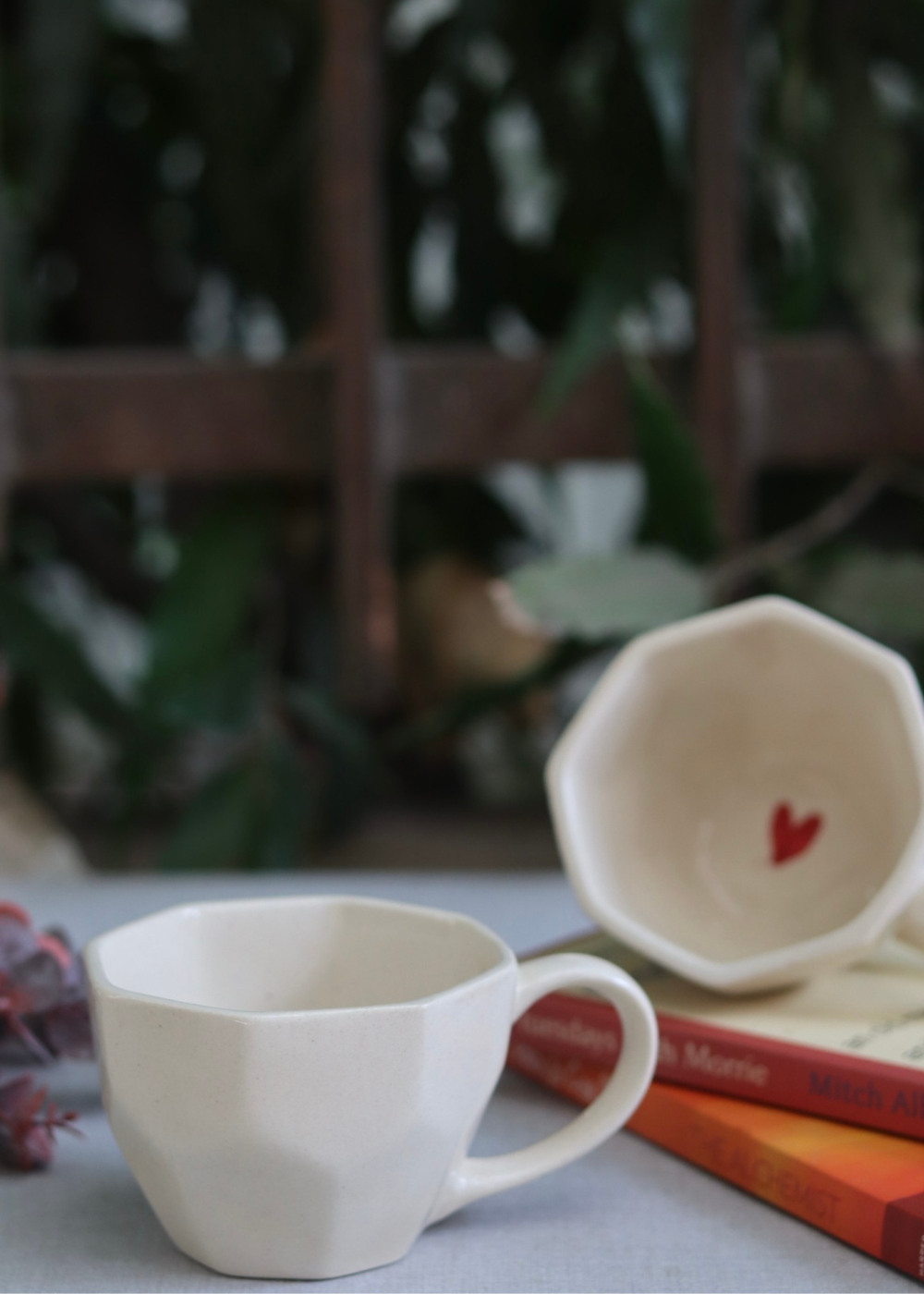 Handmade ceramic white coffee mug