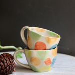 Handmade ceramic colorful dots coffee mug