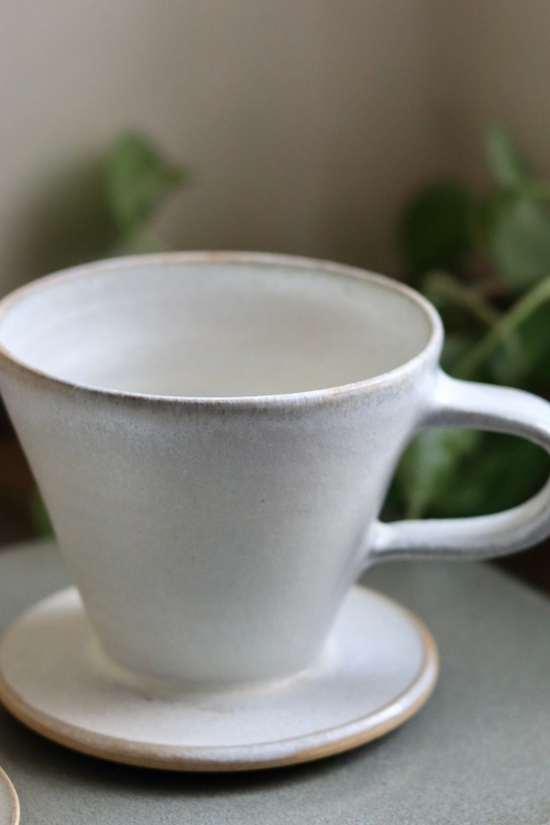 Handmade ceramic coffee filter white color