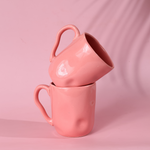 Ceramic pink wavy mugs 