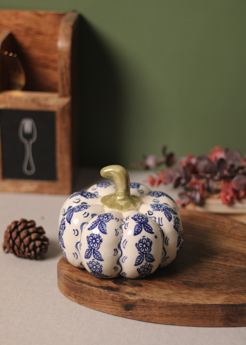 Ceramic white handpainted pumpkin