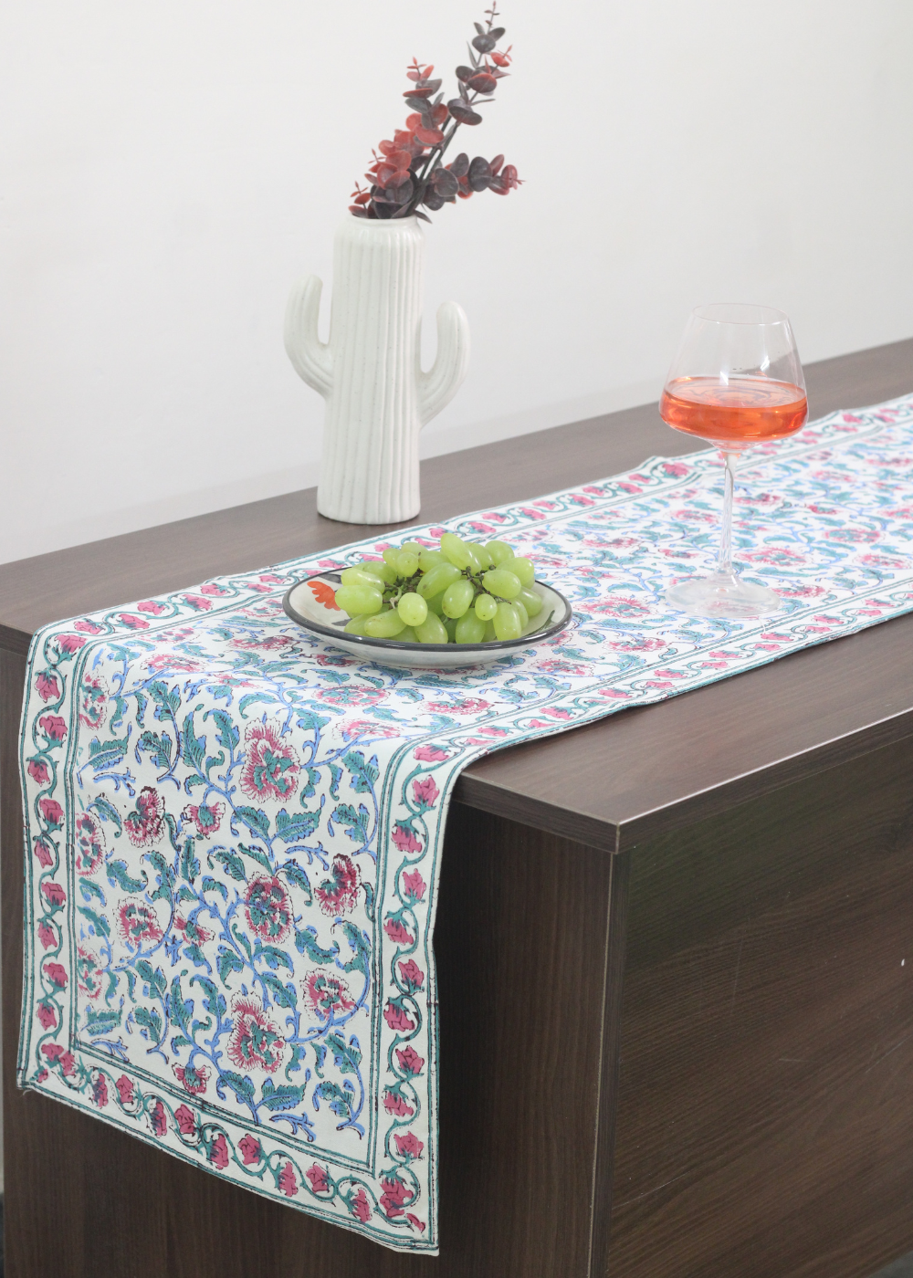 Pink Jhaal Block Print Table Runner