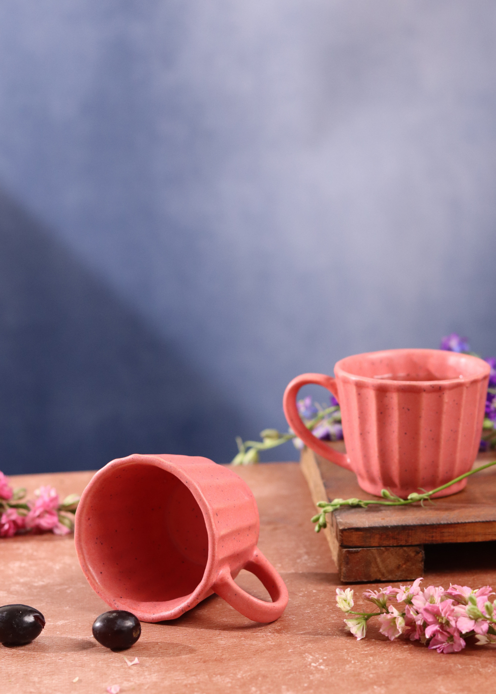 Handmade ceramic two auro pink chai cups 