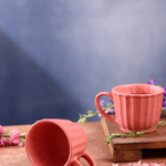 Handmade ceramic two auro pink chai cups 