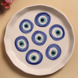 Handmade ceramic white & blue serveware plate