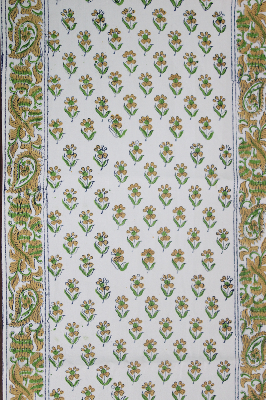 Green block printed table runner 