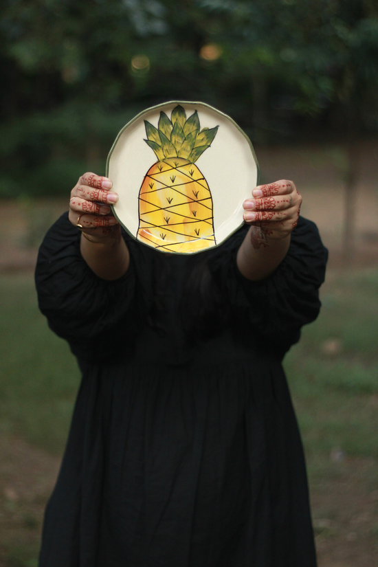 Pineapple plate handmade ceramic 
