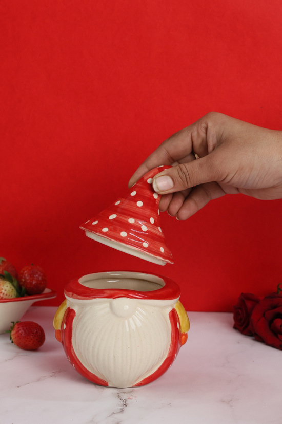 Handmade ceramic santa jar