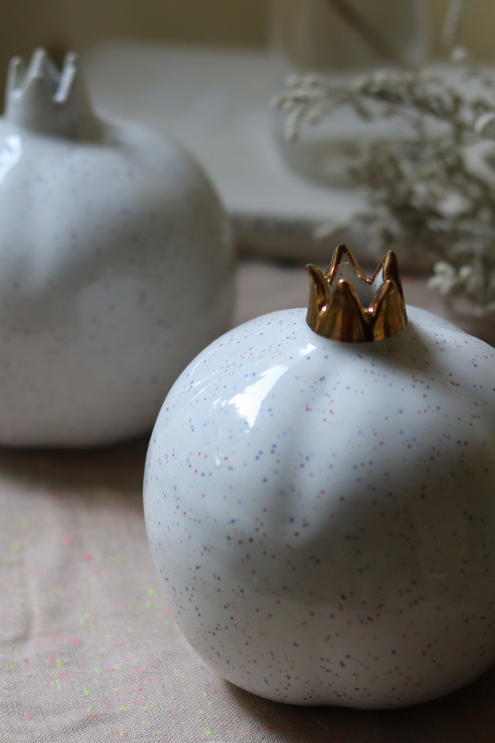 Two handmade ceramic white anar vases