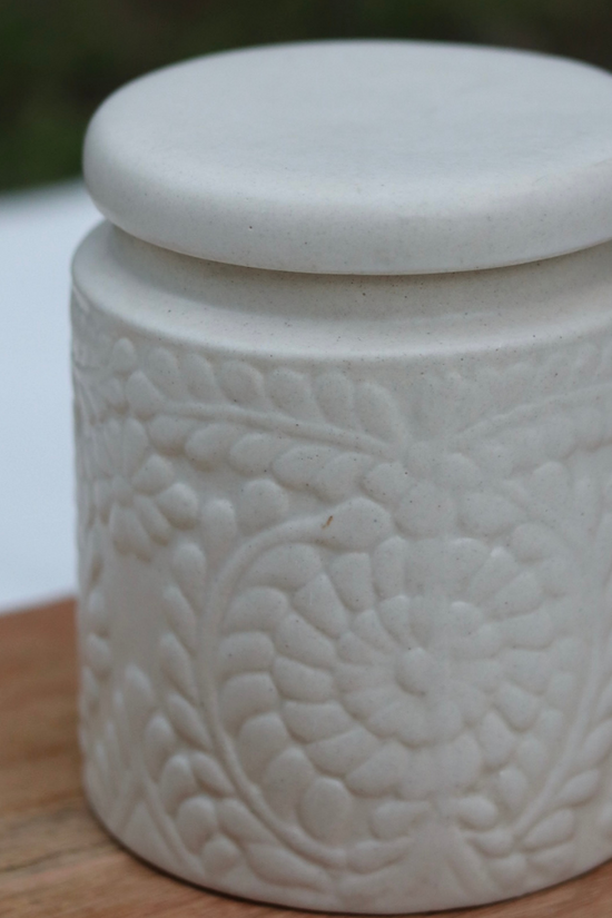 White Storage Jar With lid