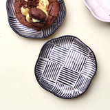 Handmade ceramic black & white dessert plates