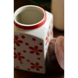 Red Flower Jar - Small With Lid