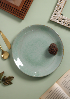 Glossy green dinner plate handmade ceramic 