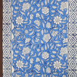Blue and white block printed table runner