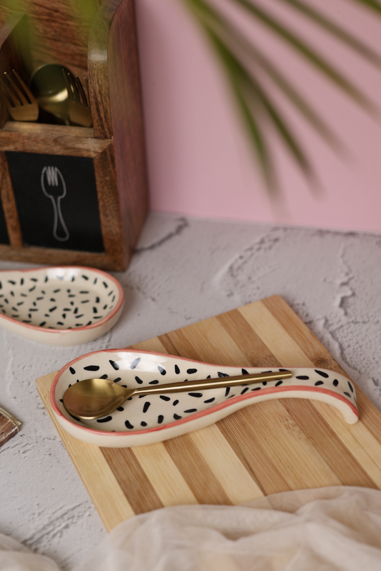 Spoon on a wooden tray