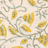 Closeup shot of yellow bail table mat & napkin