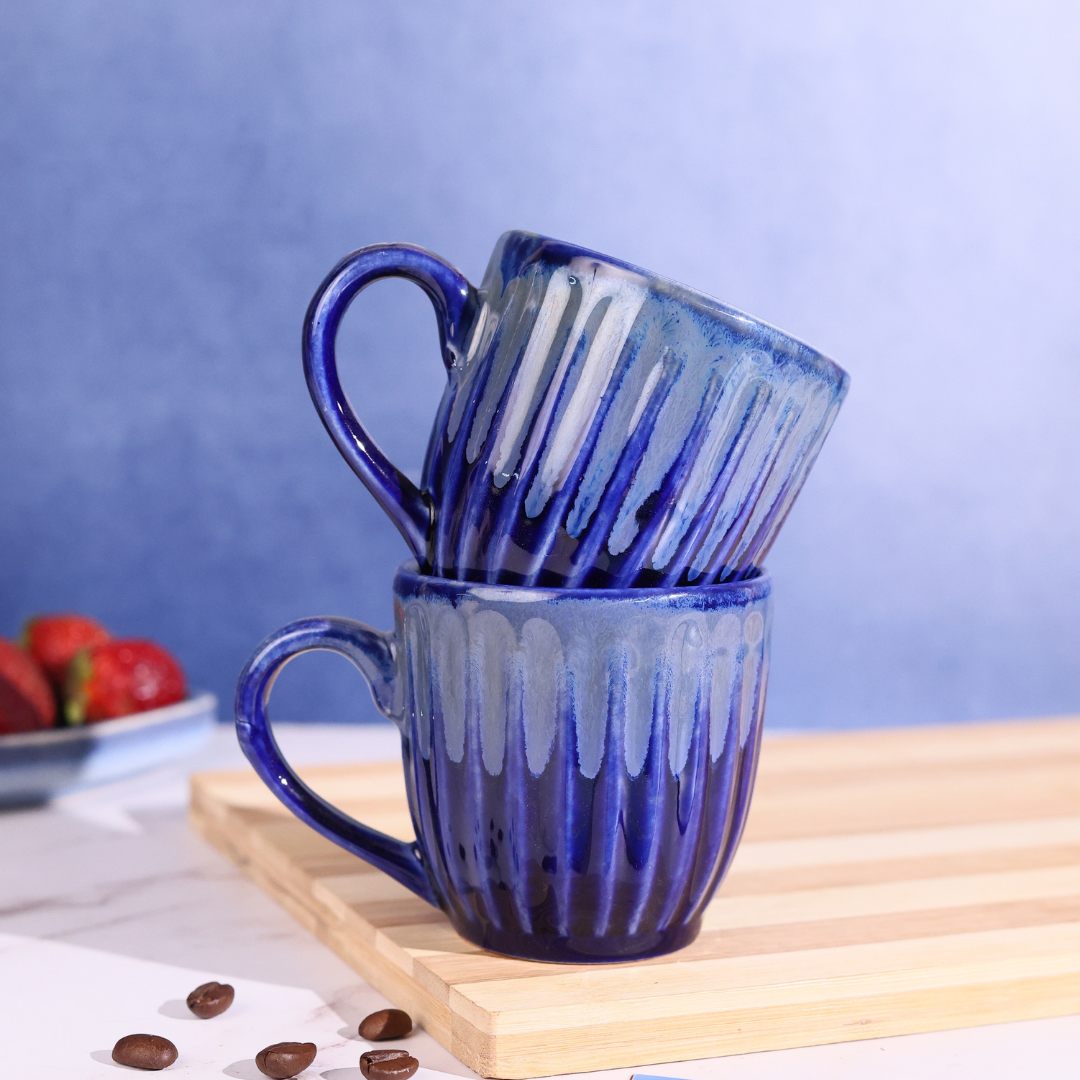 Royal Blue Carved Chai Cup