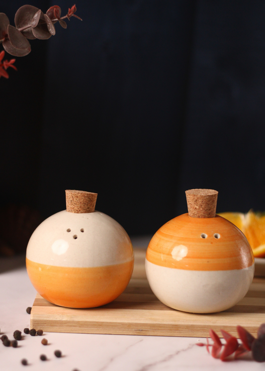 White & Orange - Salt & Pepper Shakers