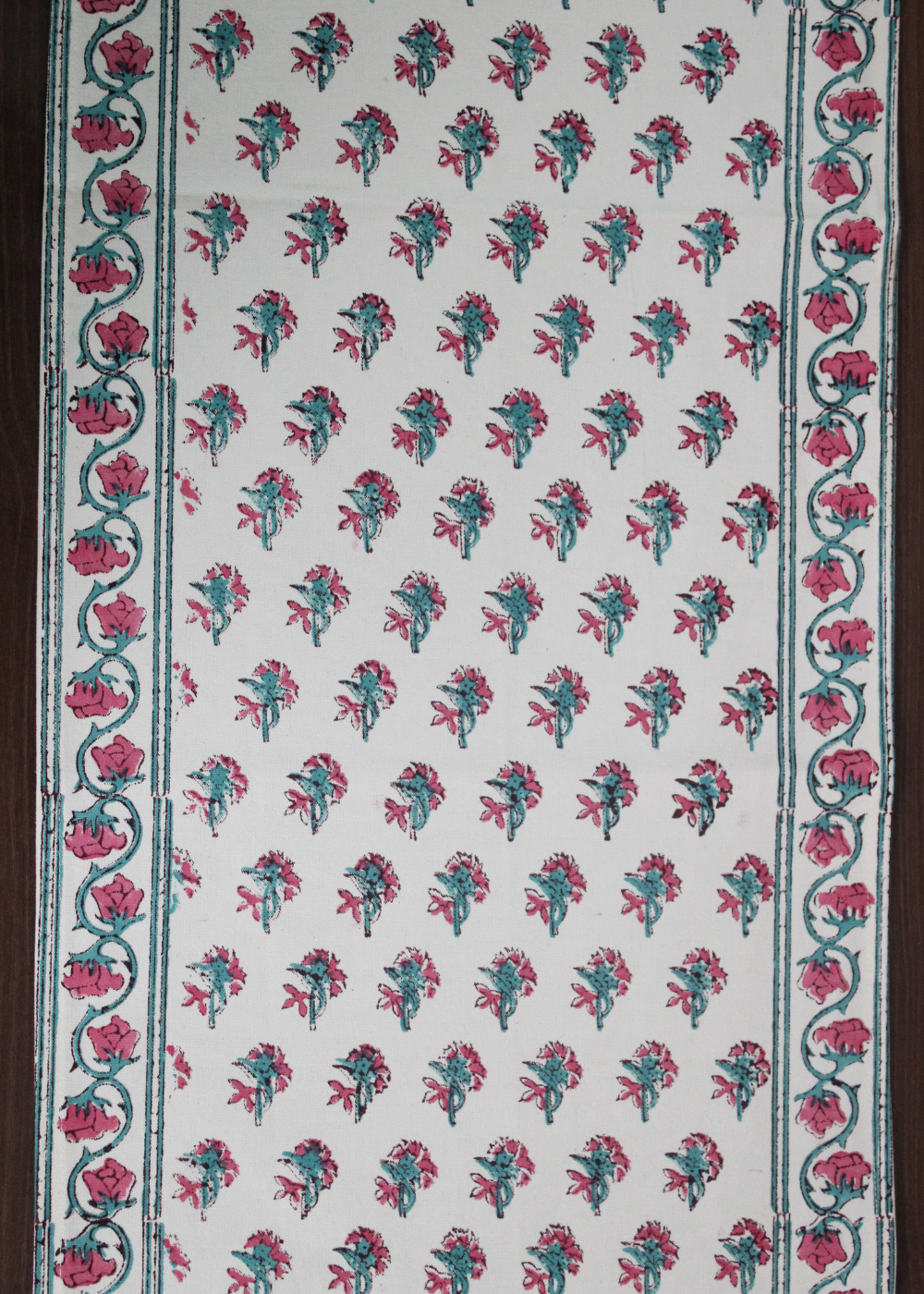 Pink Motif Block Print Table Runner
