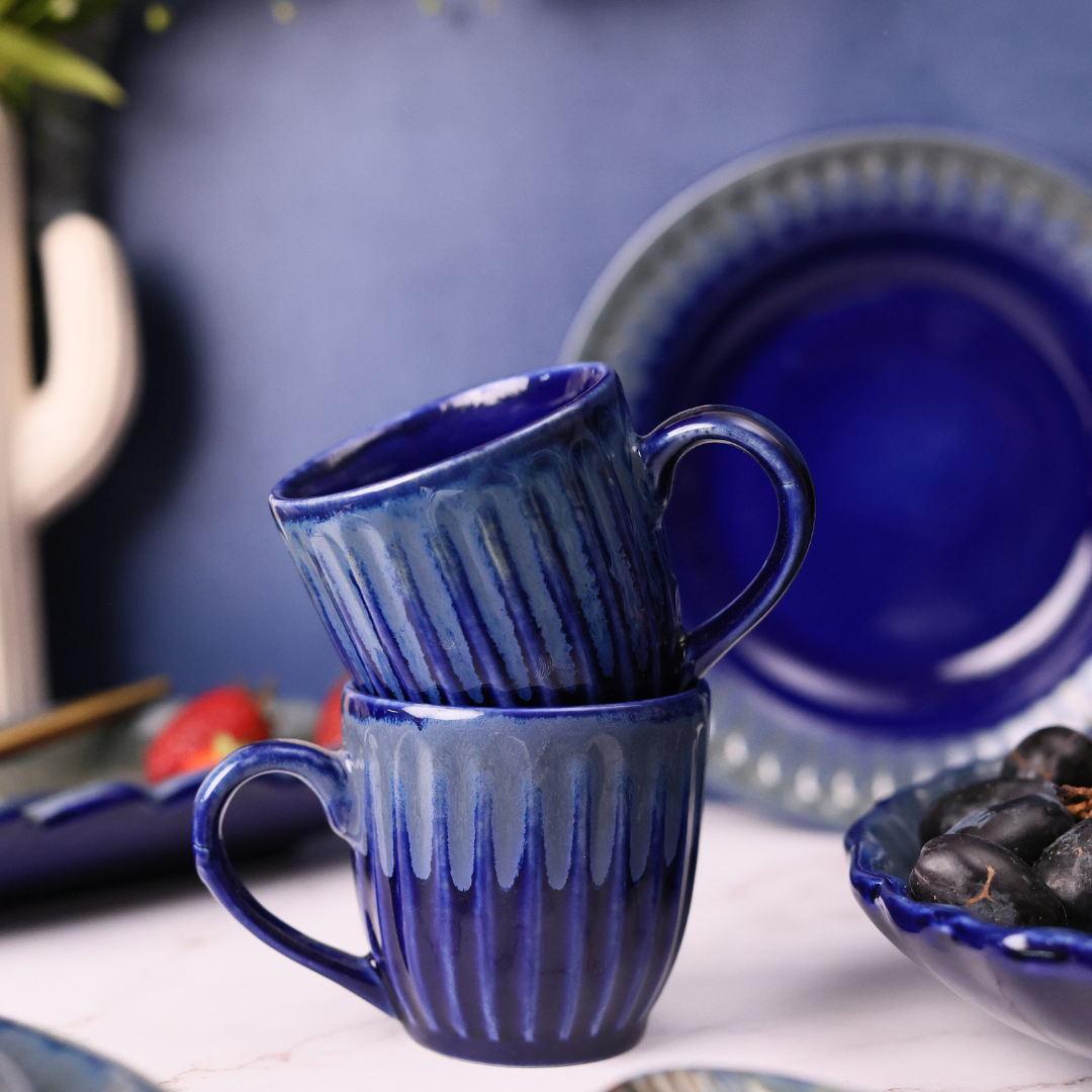Royal Blue Carved Chai Cup