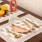 White & Grey Abstract Block Print Table Mat & Napkin