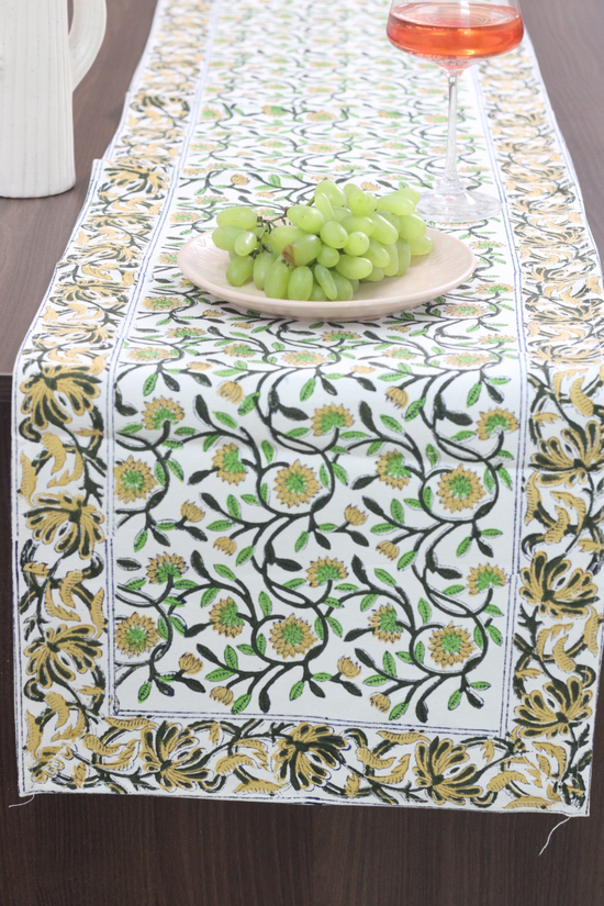 Green & yellow table runner