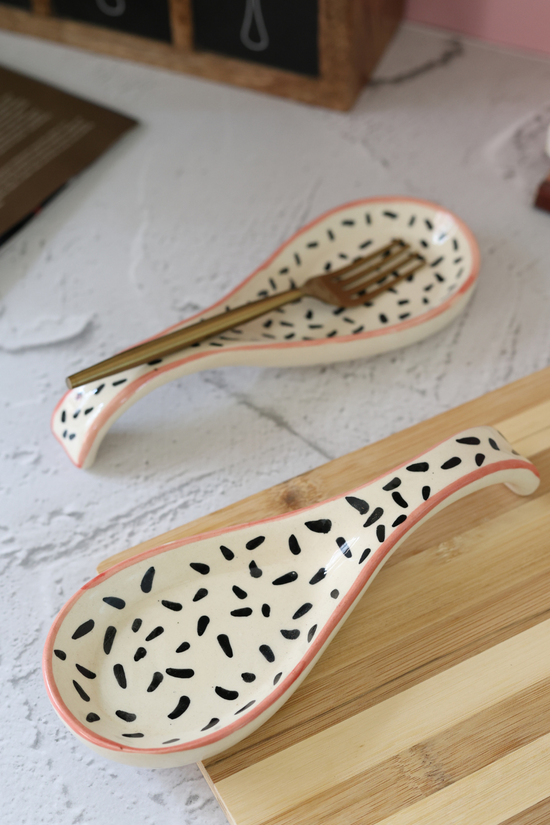 White black spoon ceramic