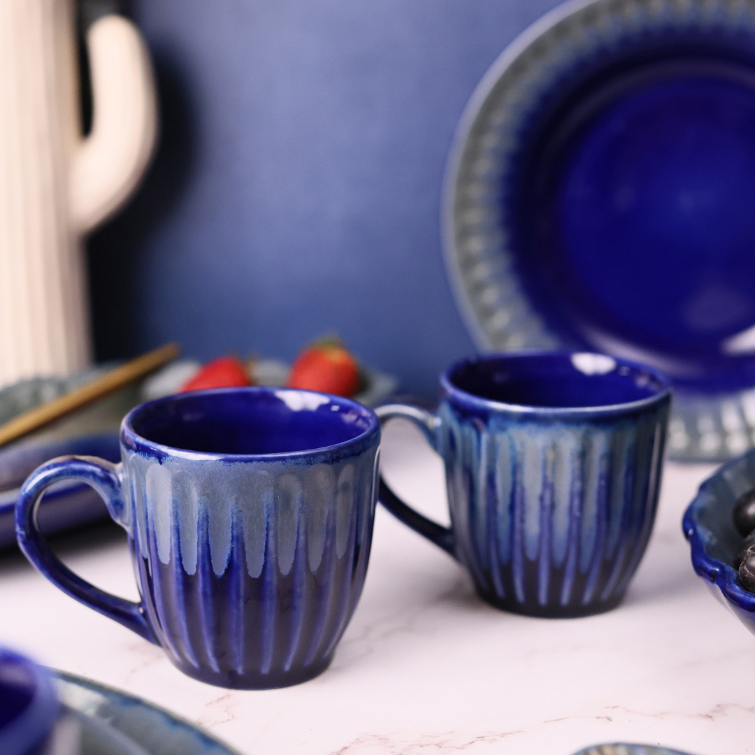 Royal Blue Carved Chai Cup