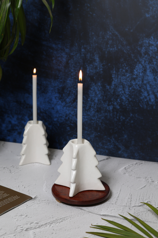 Christmas tree candle stand with candle