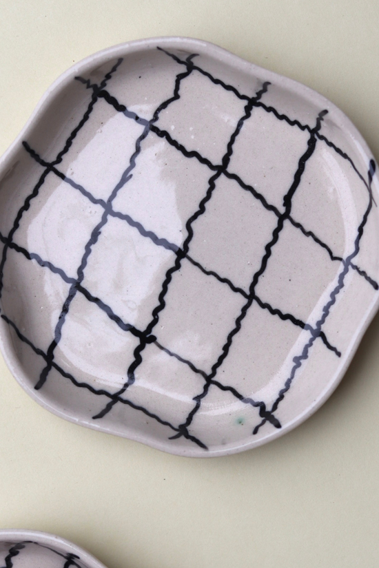 Zig Zag Checks Handmade Dessert Plate