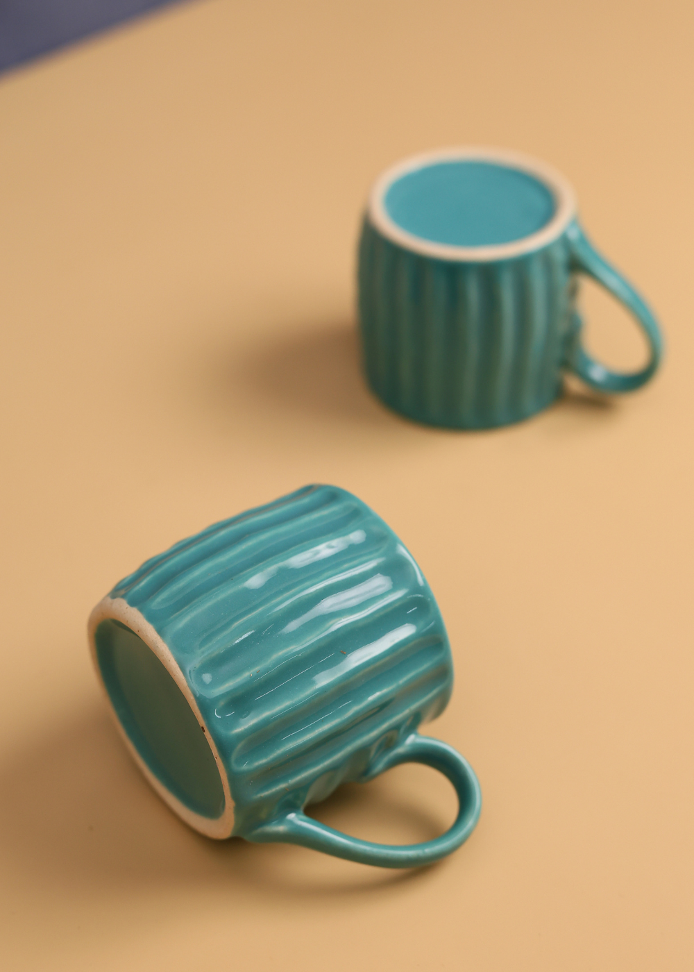 Handmade ceramic teal tea cups 
