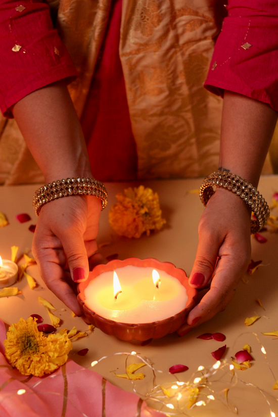 Red Floral Candle - Rose
