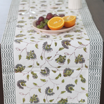 Table runner white color with fruits 