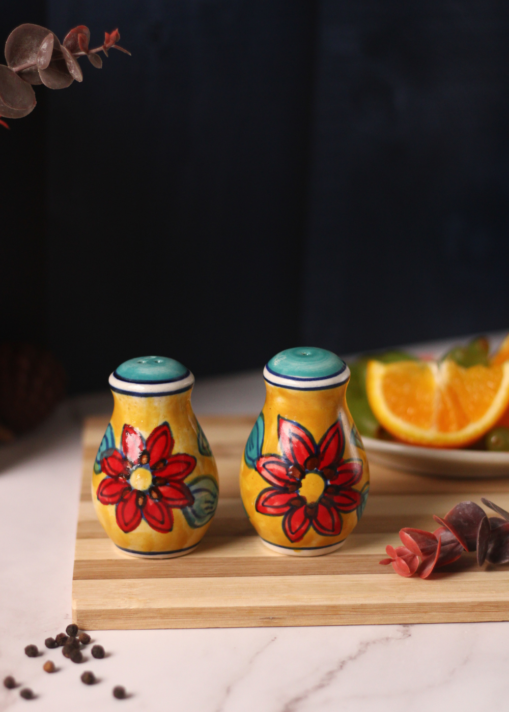 Yellow Floral Salt & Pepper Shakers