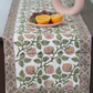 Green and Pink Floral Block Print Table Runner