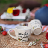 White coffee mug closeup shot