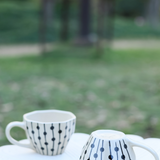 Black dotted ceramic mugs