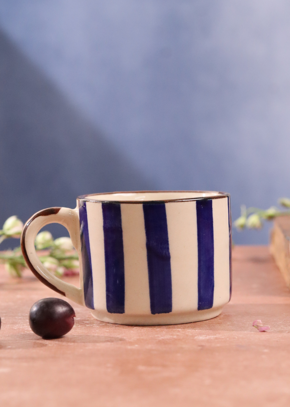 Blue striped tea cup 