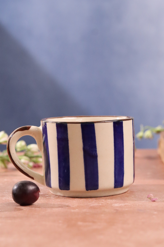 Blue striped tea cup 