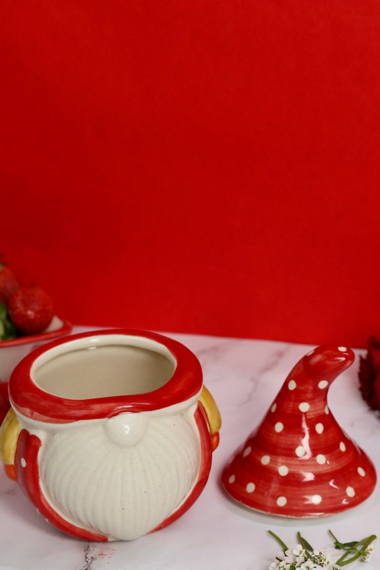 Red & White Handmade Santa Jar For Christmas 