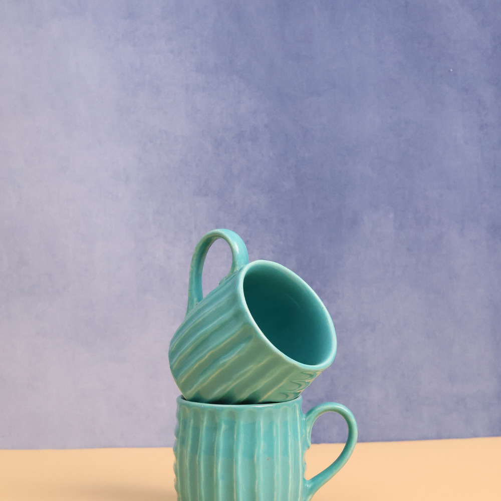 Ceramic teal chai cups 