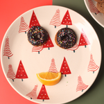 Red Christmas Tree Dinner Plate With Donuts 