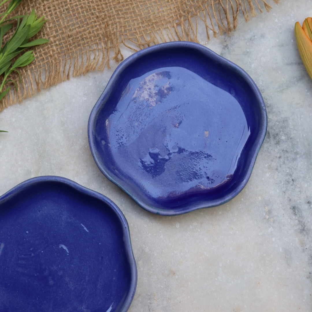 Royal Blue Handmade Ceramic Dessert Plate