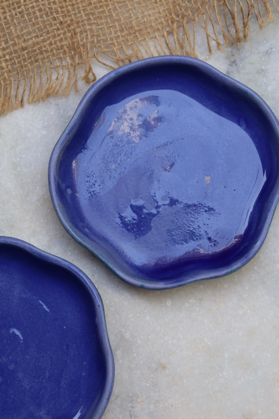 Royal Blue Handmade Ceramic Dessert Plate
