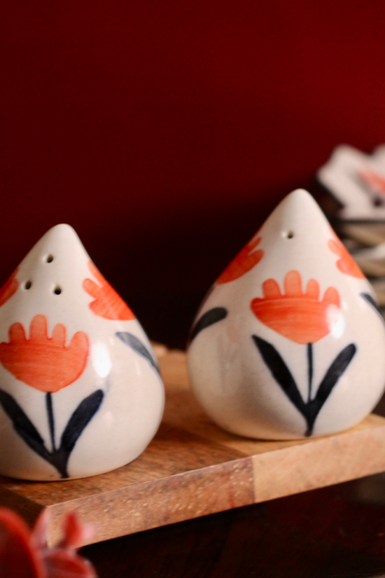 Handmade ceramic salt & pepper shakers