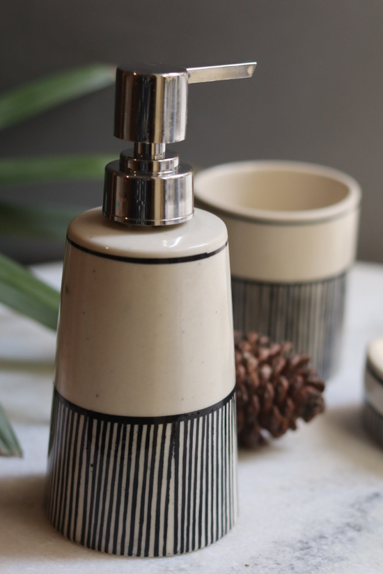 Black Lined Soap Dispenser