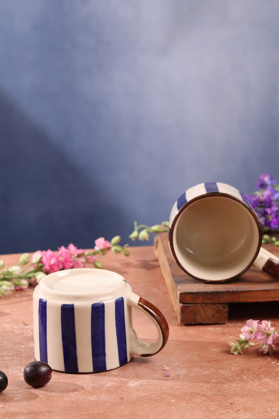 Blue striped chai cups 