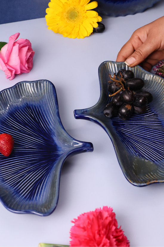 Ceramic Royal Blue Peacock Platter