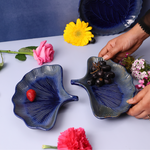 Handmade ceramic platter in hand